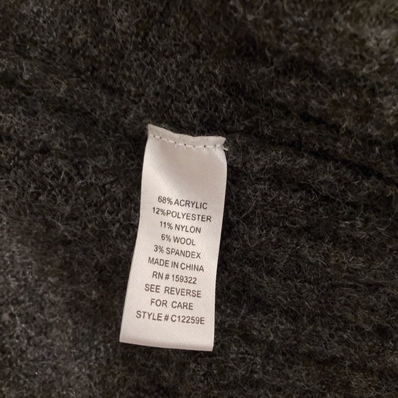 Tjmaxx Jamison Knit Fringe Shawl Cardigan Wool Sweater Medium charcoal grey - Picture 5 of 9